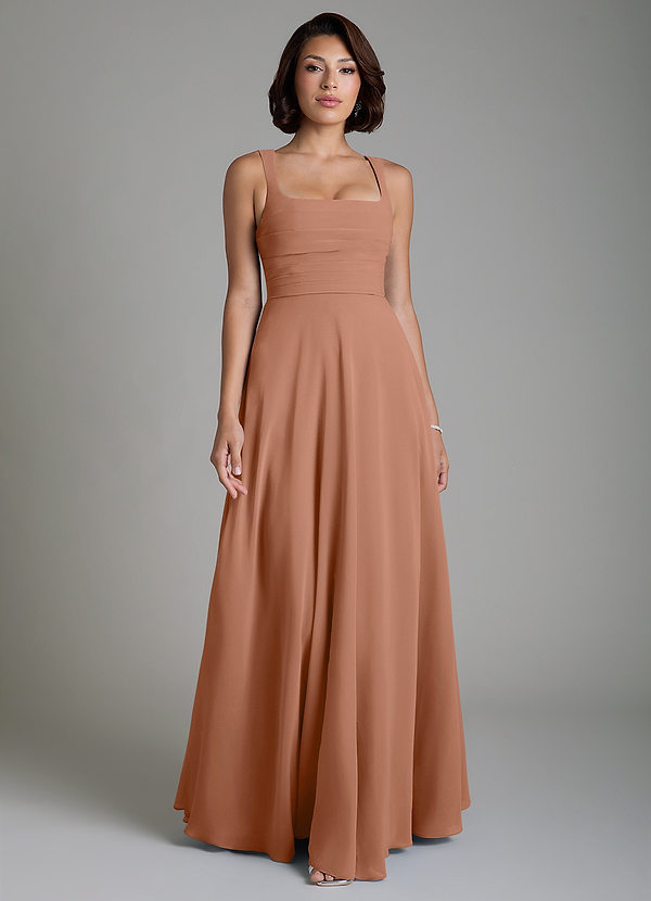 Azazie Azaria Abiti da Damigella Abito A-Line in Chiffon Corsetto Bronzo image1