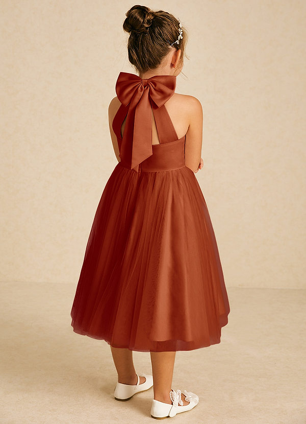 Azazie Dora Flower Girl Dresses Paprika A-Line Bow Tulle Dress image1