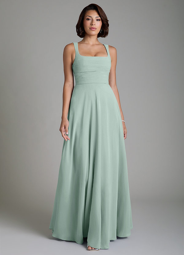 Azazie Azaria Bridesmaid Dresses Agave A-Line Corset Chiffon Dress image1