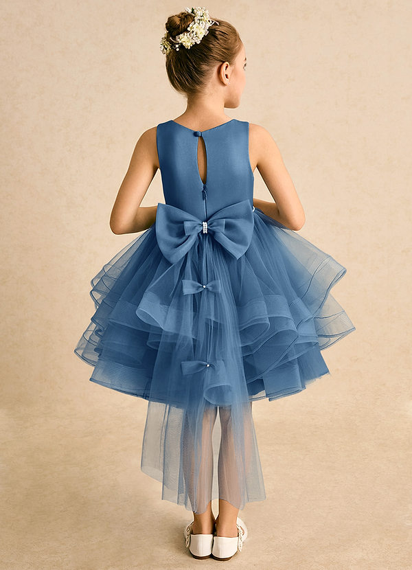 Azazie Tinie Blumenkinder Kleider Ballkleid Schleifen Tüll Kleid Zwielichtviolett image1