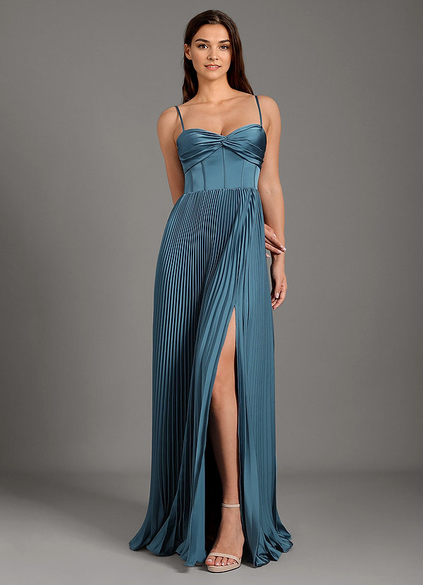 Tyla Azure Blue Pleated Maxi Dress image1