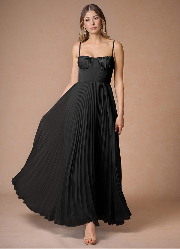 Anita Black Pleated Maxi Dress image1
