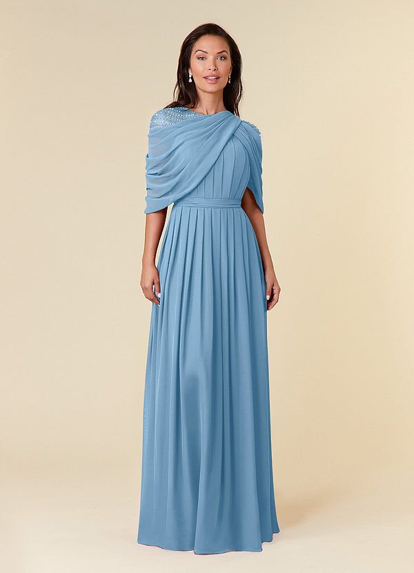 Azazie Olena Mother of the Brides Dresses Steel Blue A-Line Sequins Chiffon Dress image1