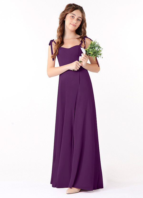 Azazie Rosey Junior Grape A-Line Sweetheart Neckline Chiffon Dress image1