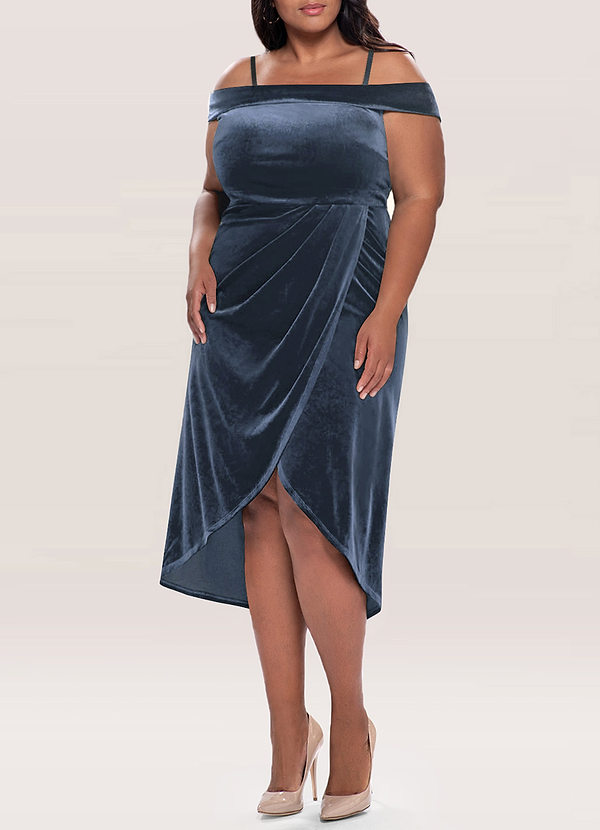 back AZ Occasions Velours Bleu Français Robe midi