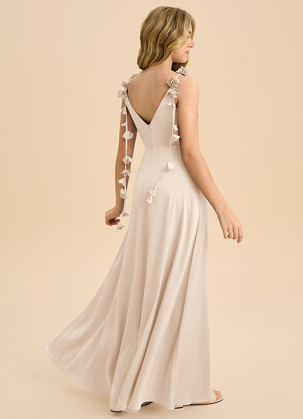 Azazie Gumdrop Junior White Alabaster Empire Pleated Stretch Satin Dress image1