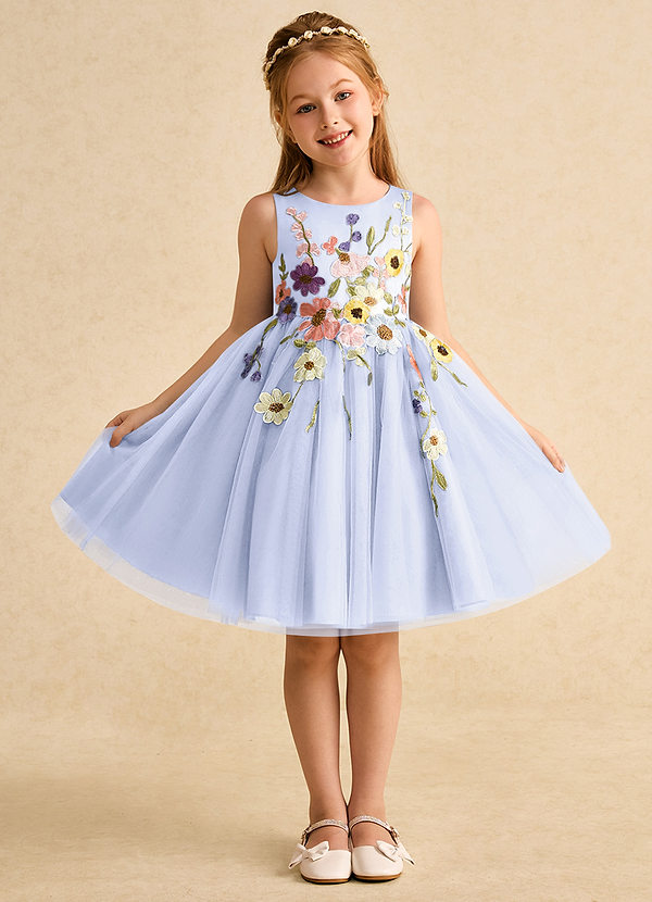 Azazie Prima Flower Girl Dresses Lavender A-Line Bow Tulle Dress image1