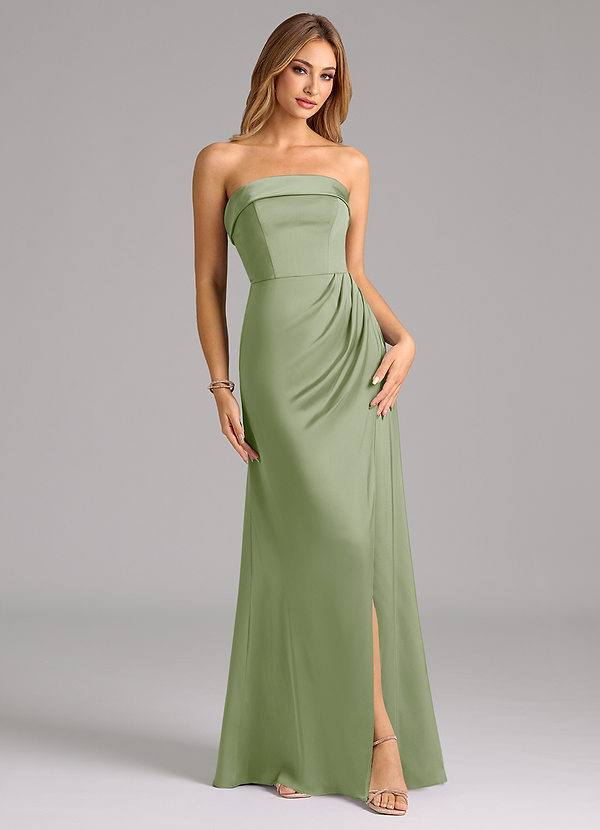 Azazie Aretha Bridesmaid Dresses Dusty Sage A-Line Strapless Stretch Satin Convertible Dress image1