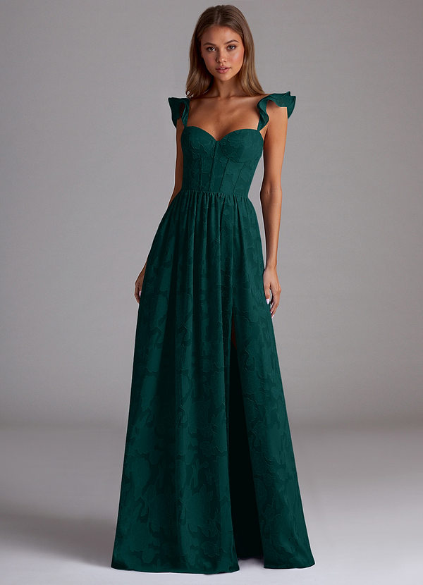 Sorina Forest Green A Line Prom Dress image1