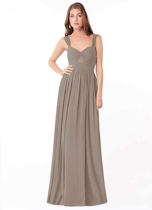 Azazie Maree Bridesmaid Dresses A-Line Lace Chiffon Floor-Length Dress image1