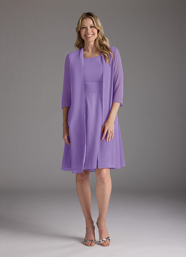 Azazie Shirley Robe Mère de la Mariée & du Marié Robe Trapèze en Mousseline de soie Plissé Scoop Tahiti image1