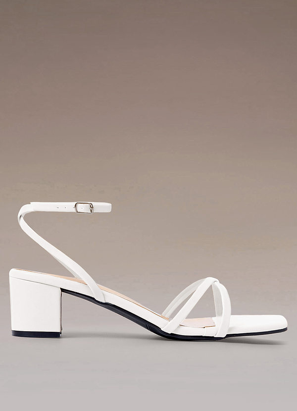 White Strap Mid Heel Sandals | Azazie