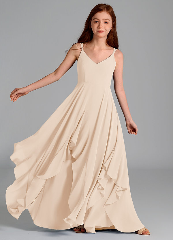 Azazie Karan Junior Robe Trapèze en Mousseline de soie Albâtre Blanc image1