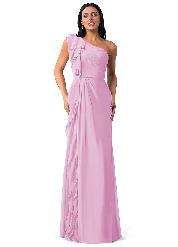 Azazie Sharon Bridesmaid Dresses A-Line One Shoulder Chiffon Floor-Length Dress image1