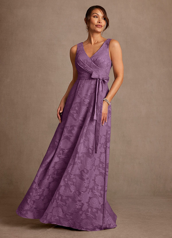Azazie Luanne Mother of the Brides Dresses Wisteria A-Line Pleated Floral Burnout Dress image1
