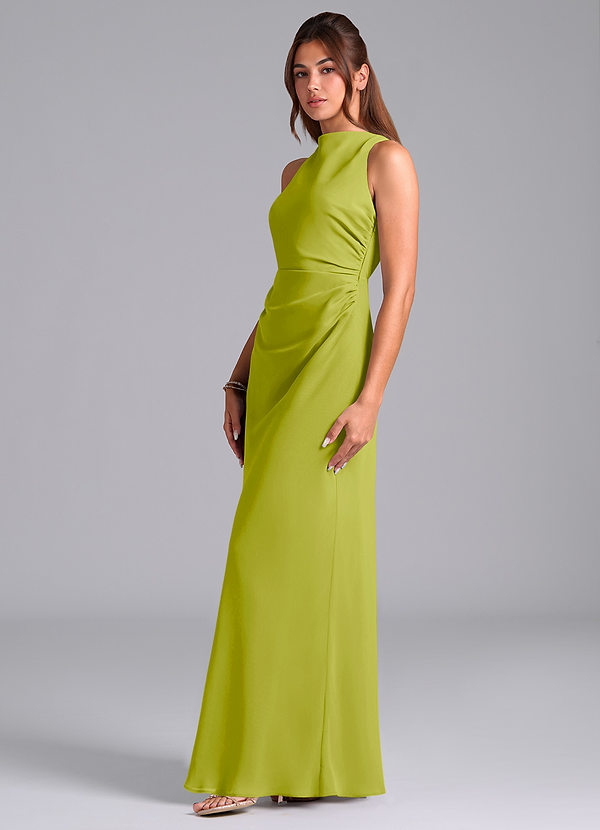 Azazie Evadne Suknie dla druhen Osłona Pofałdowany Szyfon Do ziemi Sukienka image1