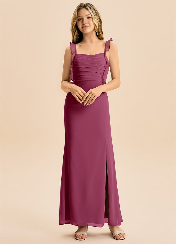 Azazie Jessamine Junior Mulberry Mermaid Sweetheart Neckline Chiffon Dress image1