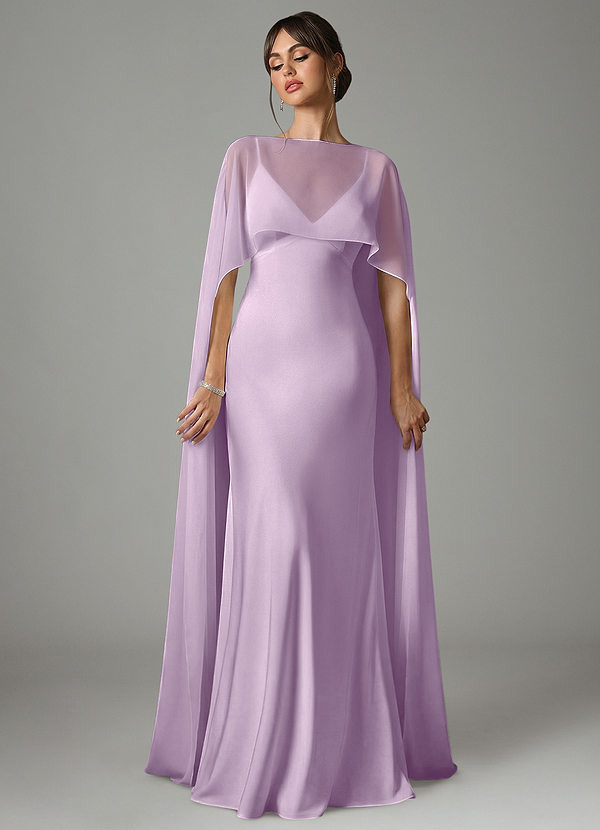 Azazie Stefania Bruidsmeisjes Jurken Jurk van Stretch Satijn met A-Lijn Frosted Lila image1