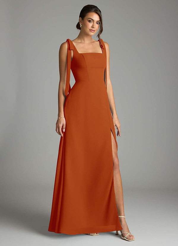 Azazie Debra Bridesmaid Dresses Paprika A-Line with Pockets Chiffon Convertible Dress image1