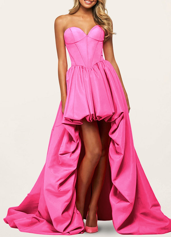 Coosada Pink Strapless Bustier High Low Dress Dresses | Azazie