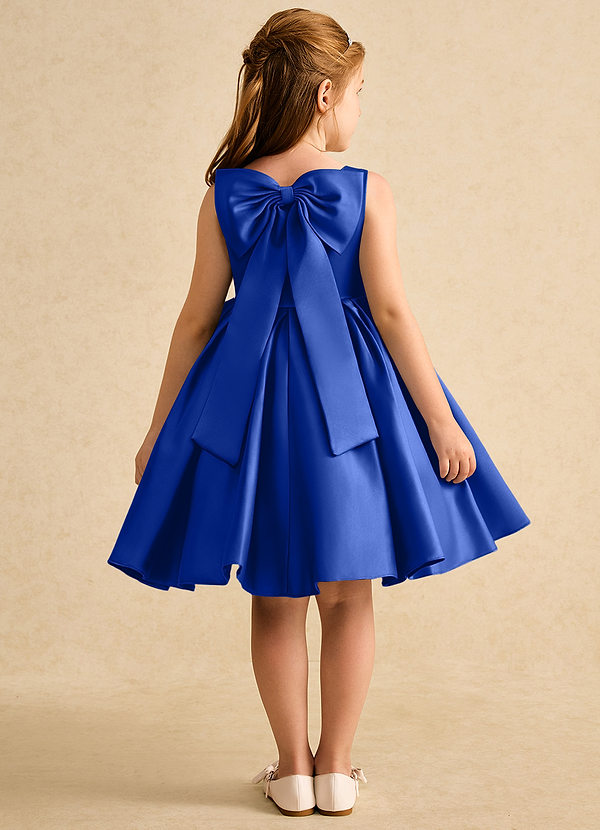 Azazie Jessie Vestidos de Niña de Flores Vestido de Azul Real de Satin Mate de Corte En A con Lazo image1