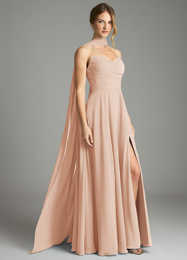 Azazie Ayla Abiti da Damigella Abito A-Line in Chiffon Scollo a Cuore Rosa Inglese image1