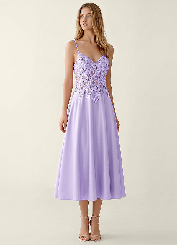 Corinna Purple Satin Lace Corset A-line Maxi Dress image1