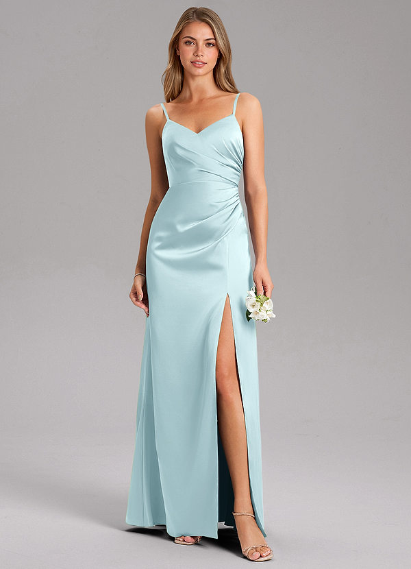 Azazie Azuree Brudtärneklänningar Klä av A-Linje i Stretch Satin Plisserad Molnblått image1