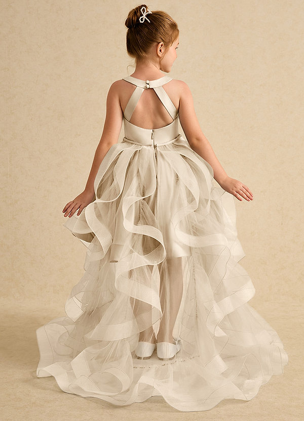 Azazie Julietta Robes de Fillette d'Honneur Robe Princesse en Tulle Convertible Champagne image1