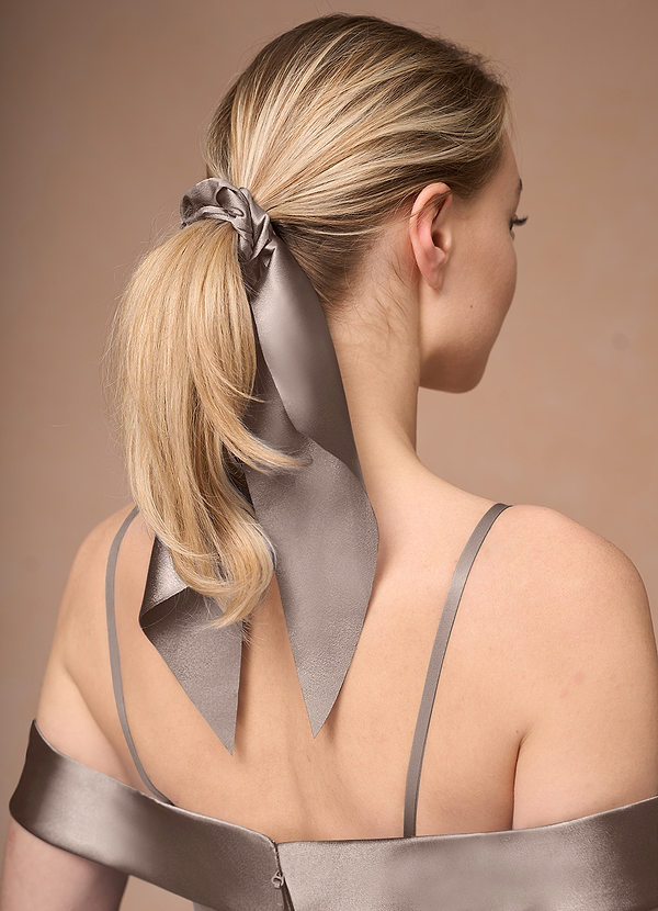 front Matching Color Matte Satin Hair Scarf Scrunchie