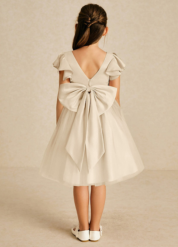 Azazie Kaeya Robes de Fillette d'Honneur Robe Trapèze en Tulle Arc Champagne image1