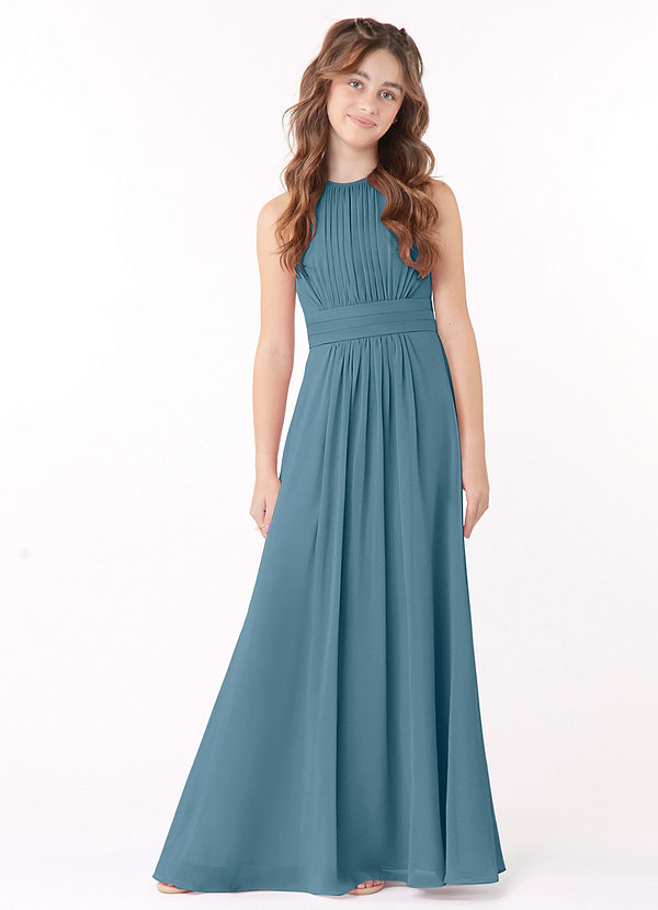 Azazie Bonnie Junior Bermuda A-Line Pleated Chiffon Dress image1
