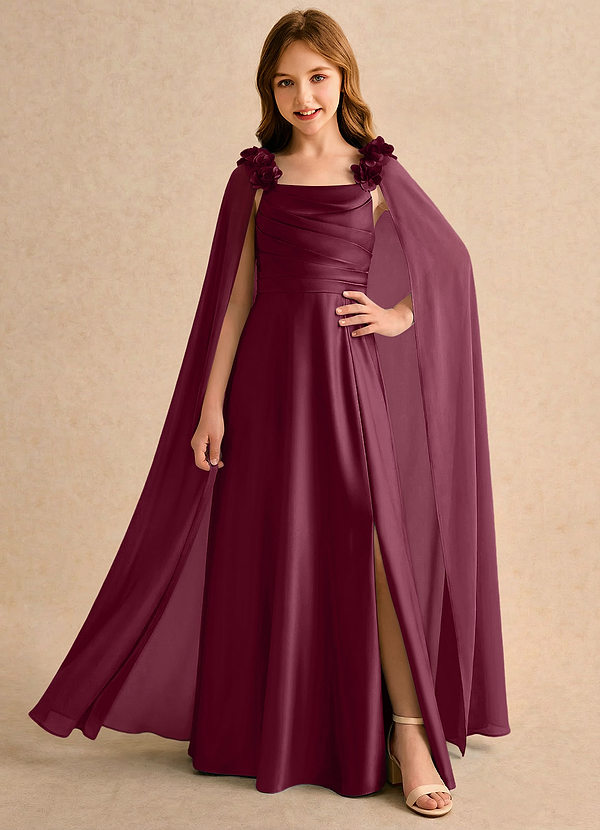 Azazie Rosita Girls Formal Klänningar för brudeflicka Klä A-Line i Stretch Satin Plisserad image1