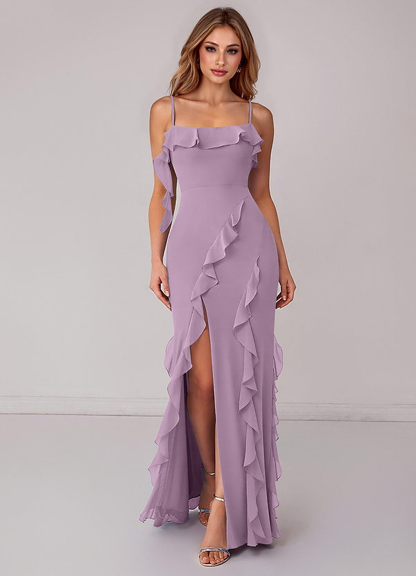 Azazie Malia Bridesmaid Dresses Wisteria Sheath Ruched Chiffon Dress image1