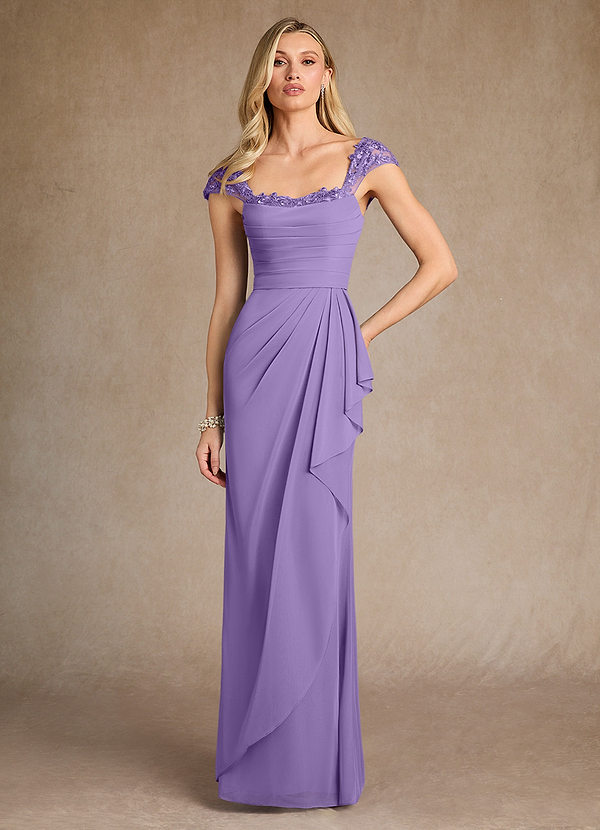 Azazie Belfast Mother of the Brides Dresses Tahiti Sheath Lace Mesh Dress image1