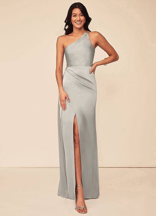 Azazie Maron Stretch Satin Dress Final Sale  image1