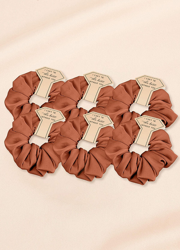front Matching Color Six-Piece Bridesmaid Stretch Satin Over Size Scrunchie Set