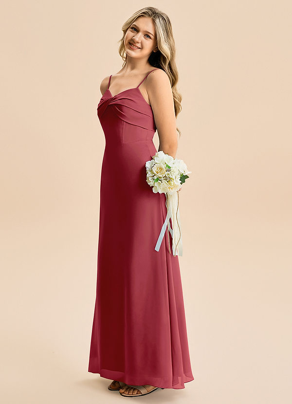 Azazie Jordyn Junior Linia A Dekolt w kształcie serca Szyfon Długość podłogi Młodsza druhna Sukienka image1