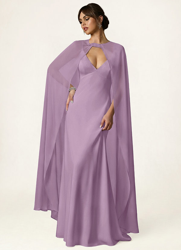 front Azazie Knot-Front Chiffon Long Cape