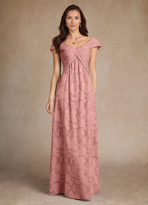 Azazie Myrtle Suknie dla Matki Panny Młodej Linia A Pofałdowany Kwiatowe wypalenie Długość podłogi Sukienka image1