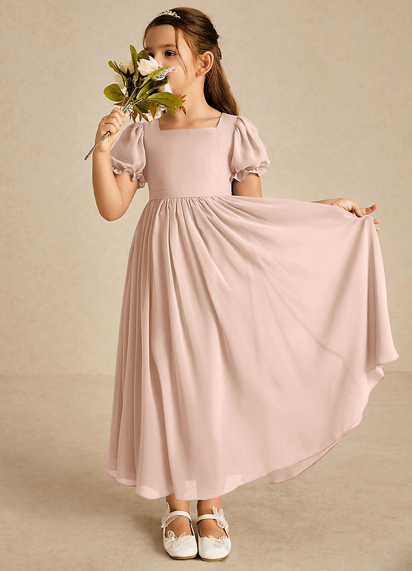 Azazie Joss Flower Girl Dresses English Rose A-Line with Sleeves Chiffon Dress image1