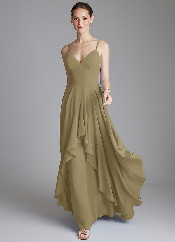 Azazie Zaina Bridesmaid Dresses Moss Green A-Line Chiffon Dress image1