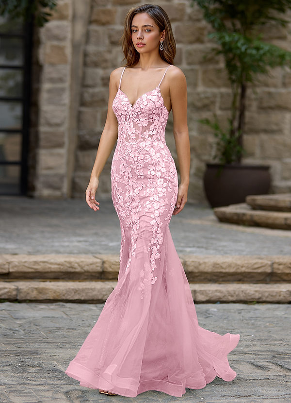Dentelle Rosa Vestido de fiesta de sirena image1