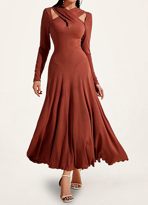 Paprika Fairfax Paprika Long Sleeve Cutout Maxi Dress Dresses Azazie