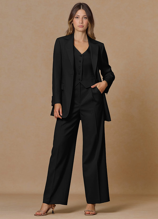 front Rowan Black Refined Weave Performance 3-Piece Suit