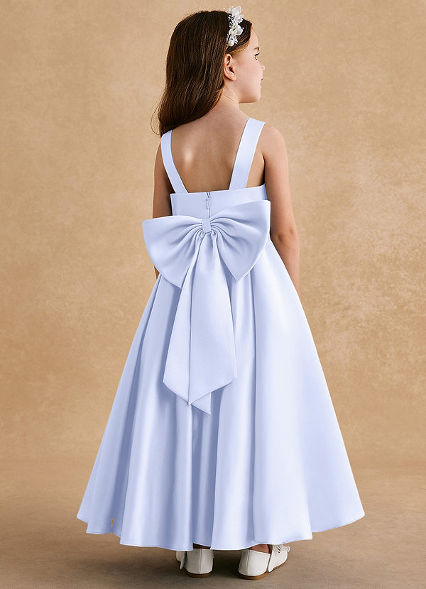 Azazie Honey Bear Flower Girl Dresses Lavender A-Line Pleated Matte Satin Dress image1