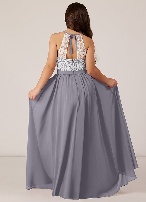 Azazie Fahari Junior Abito A-Line in Chiffon Pizzo Ombra image1