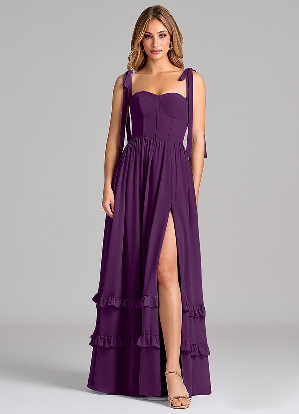 Azazie Anastacia Bridesmaid Dresses Grape A-Line Sweetheart Neckline Chiffon Dress image1