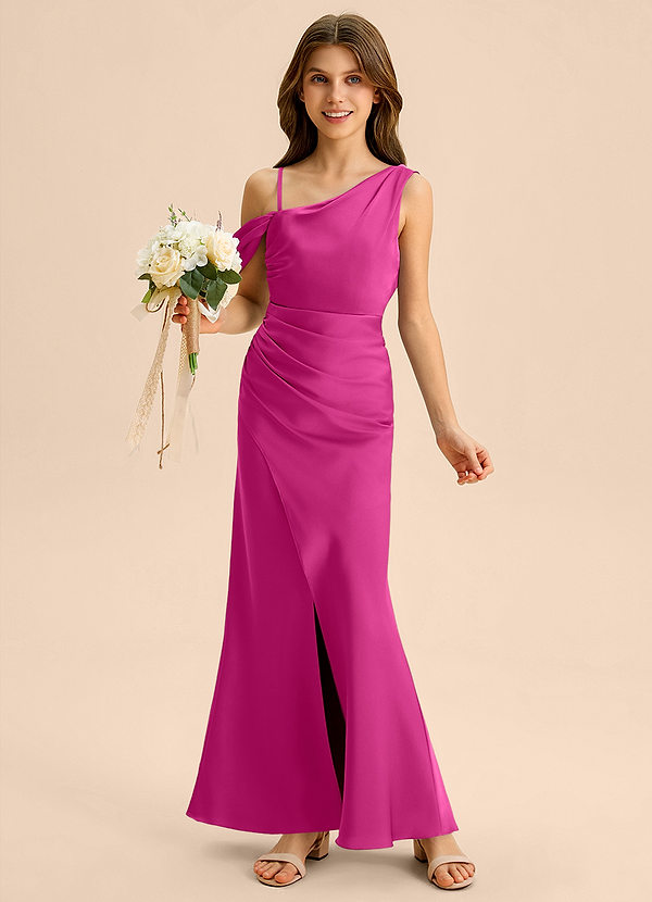 Azazie Madelyn Junior Klä av Tubklänning i Stretch Satin Av axeln image1