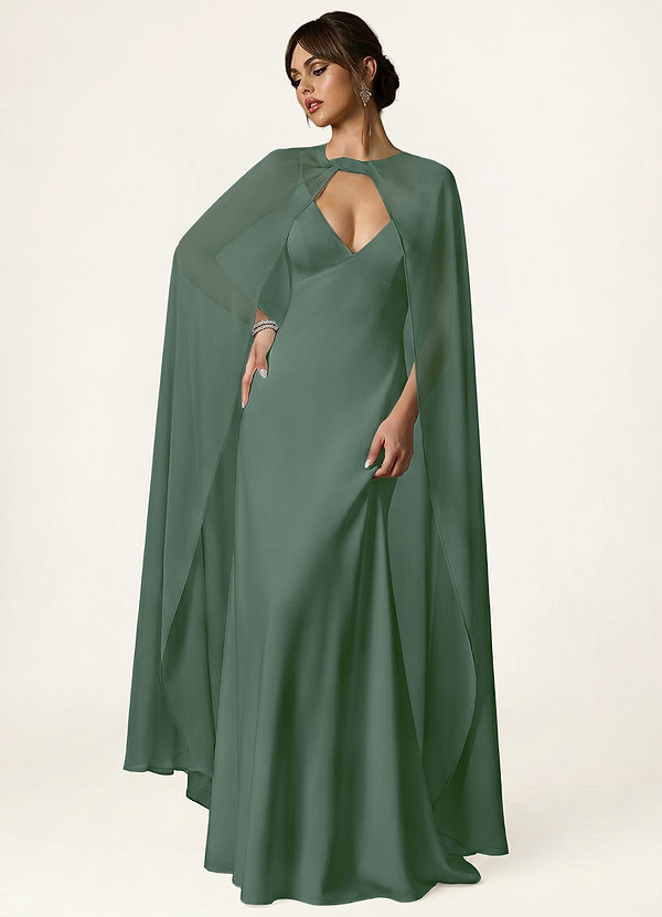 front Azazie Cape longue en mousseline à nœud sur le devant